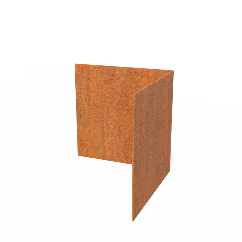 Cortenstaal kantopsluiting binnenhoek rechte rand | 300 x 3 x 290 mm