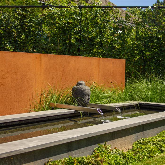 Cortenstahl Gartenmauer | 400 x 15 x 200 cm