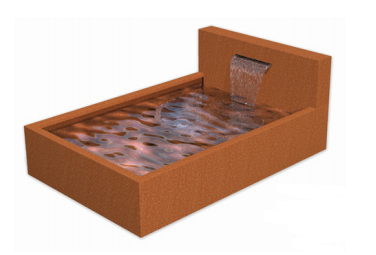Feste Wasserwand mit 60 cm Edelstahl-Auslauf | 250 x 60 cm | Cortenstahl
