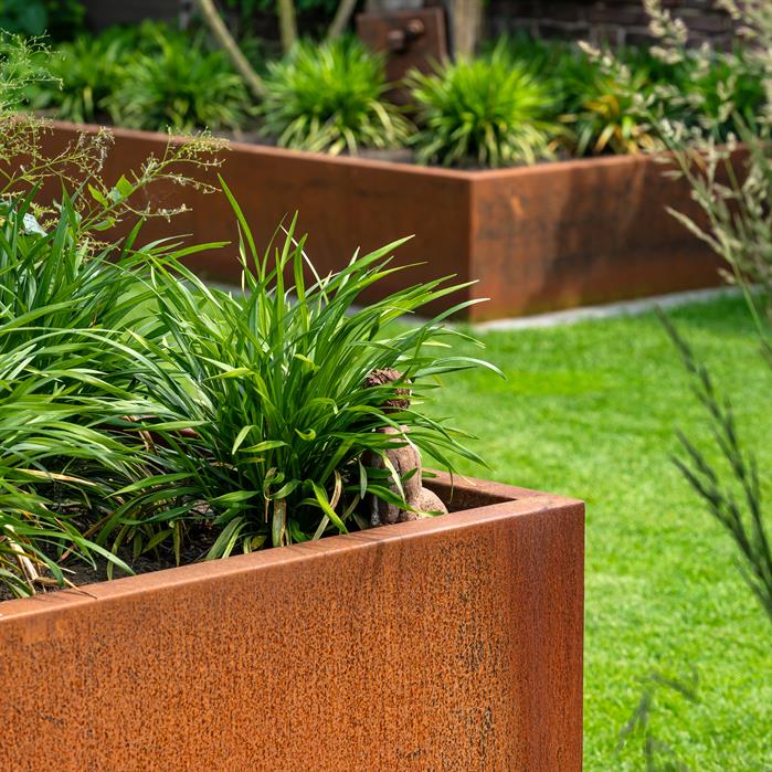 CARREZ vierkante cortenstaal plantenbak 120x120x80 open