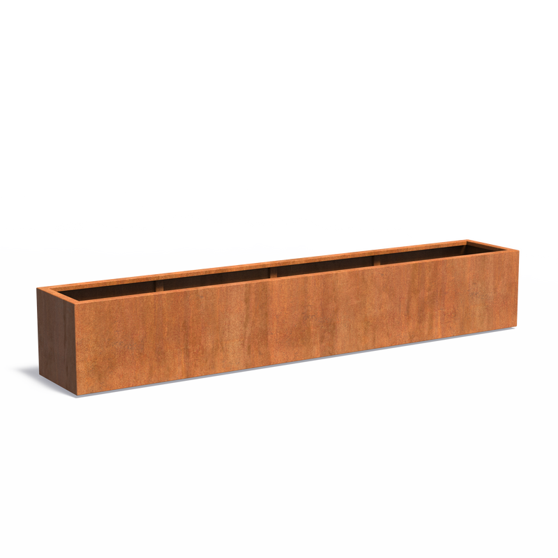 Cortenstahl Pflanzgefäß CARREZ mit Boden | 300 x 50 x 50 cm