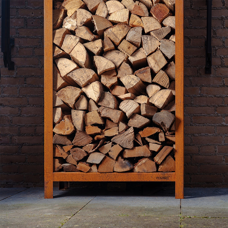 LOGG Holzlager – Cortenstahl | 120 x 40 x 180 cm