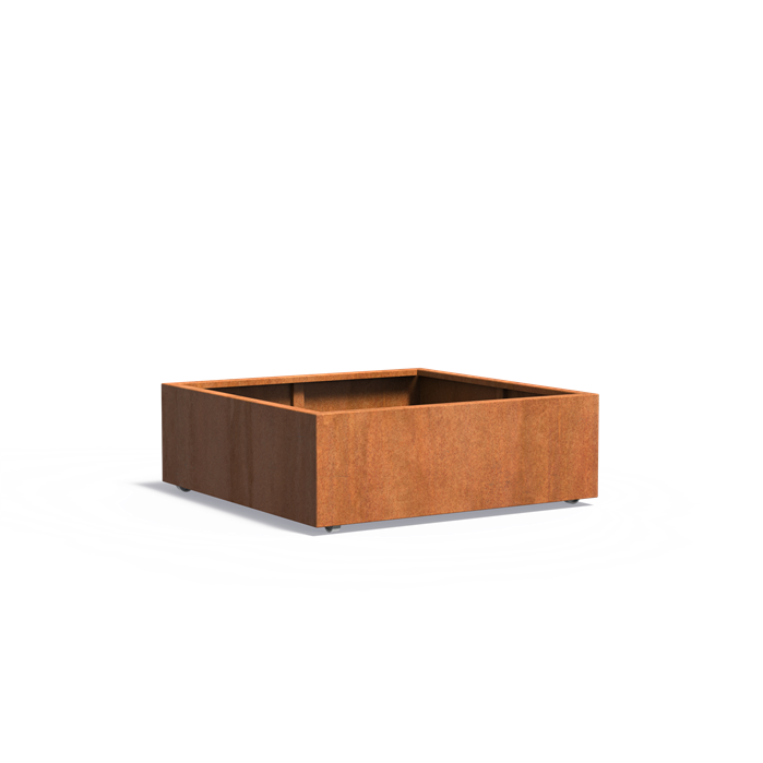 CARREZ vierkante cortenstaal plantenbak 120x120x40 met wielen