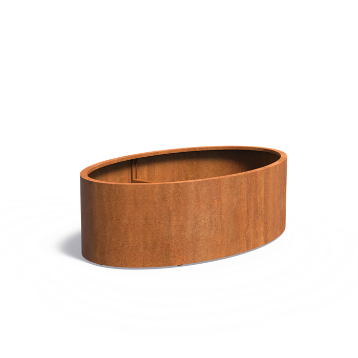 Cortenstahl Pflanzkübel ELLIPSE - mit Boden | 200 x 120 x 60 cm