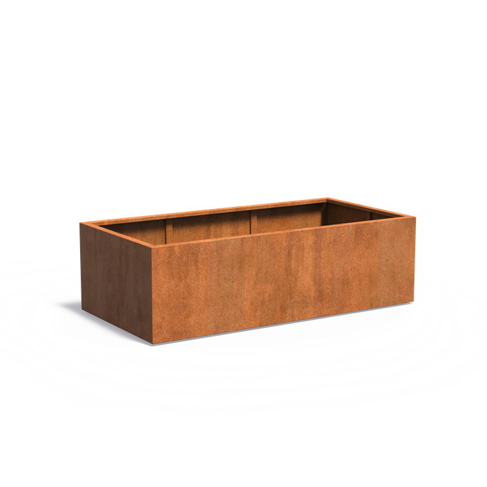 Cortenstahl Pflanzkübel CARREZ mit Boden | 200 x 100 x 60 cm